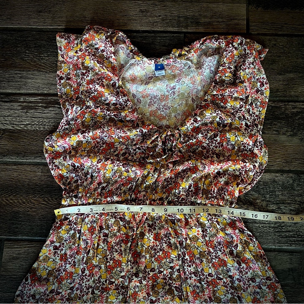 Old Navy orange & yellow floral ruffled summer garden dress M - Picture 6 of 9